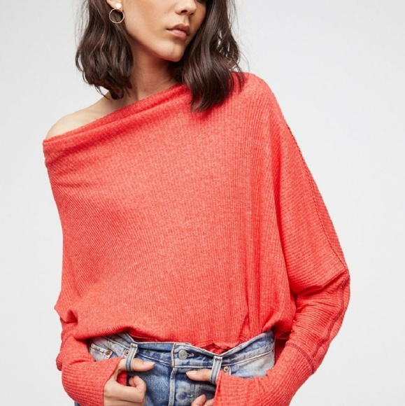 Free People Tops - Free People Orange Londontown Thermal Blouse